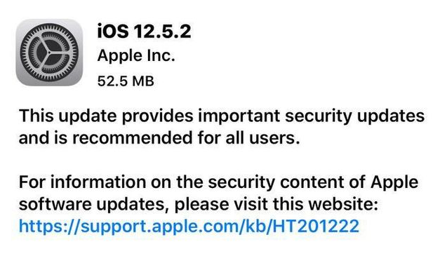 火炬开发区街道苹果手机维修分享iOS12.5.2发布，建议所有老苹果用户安装 
